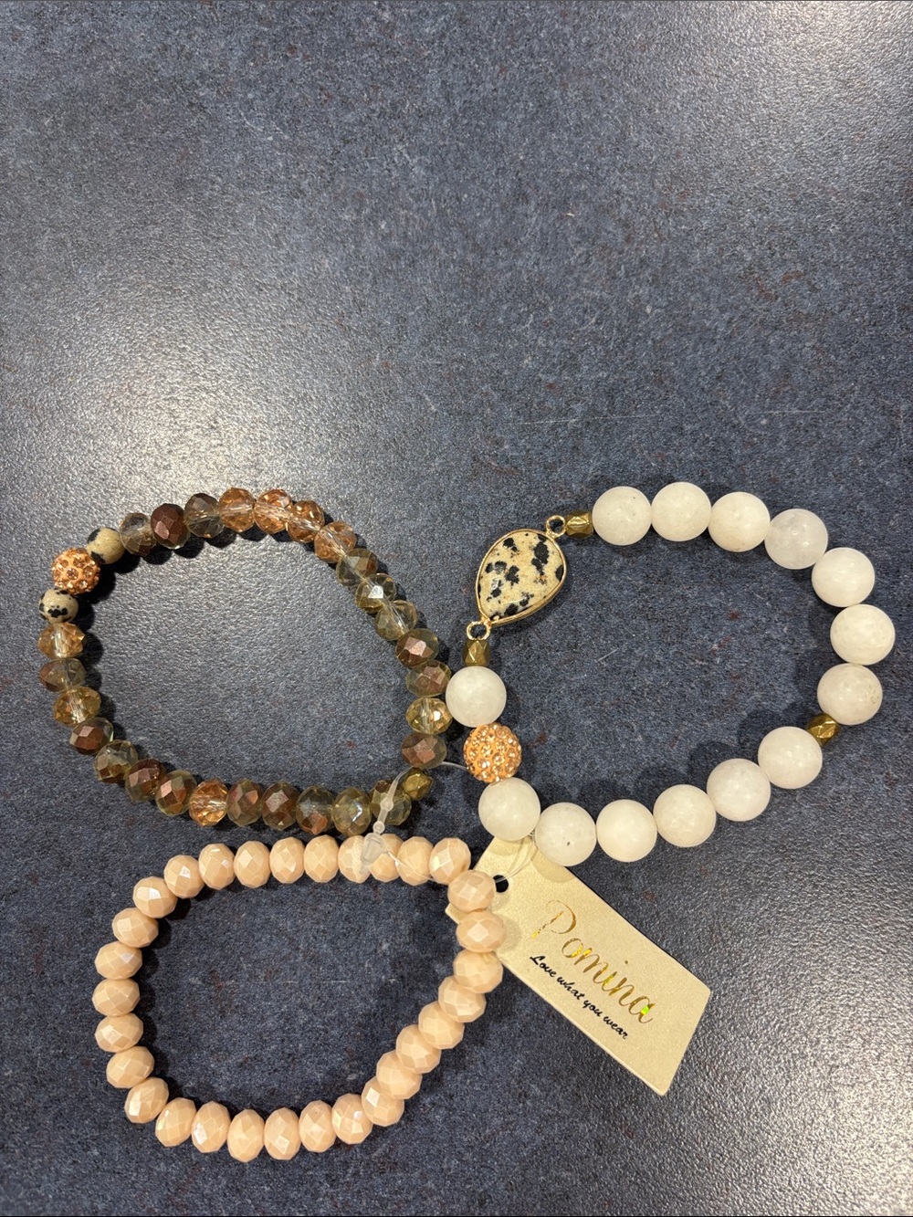 Pomina Neutral & White Beaded Bracelet Set